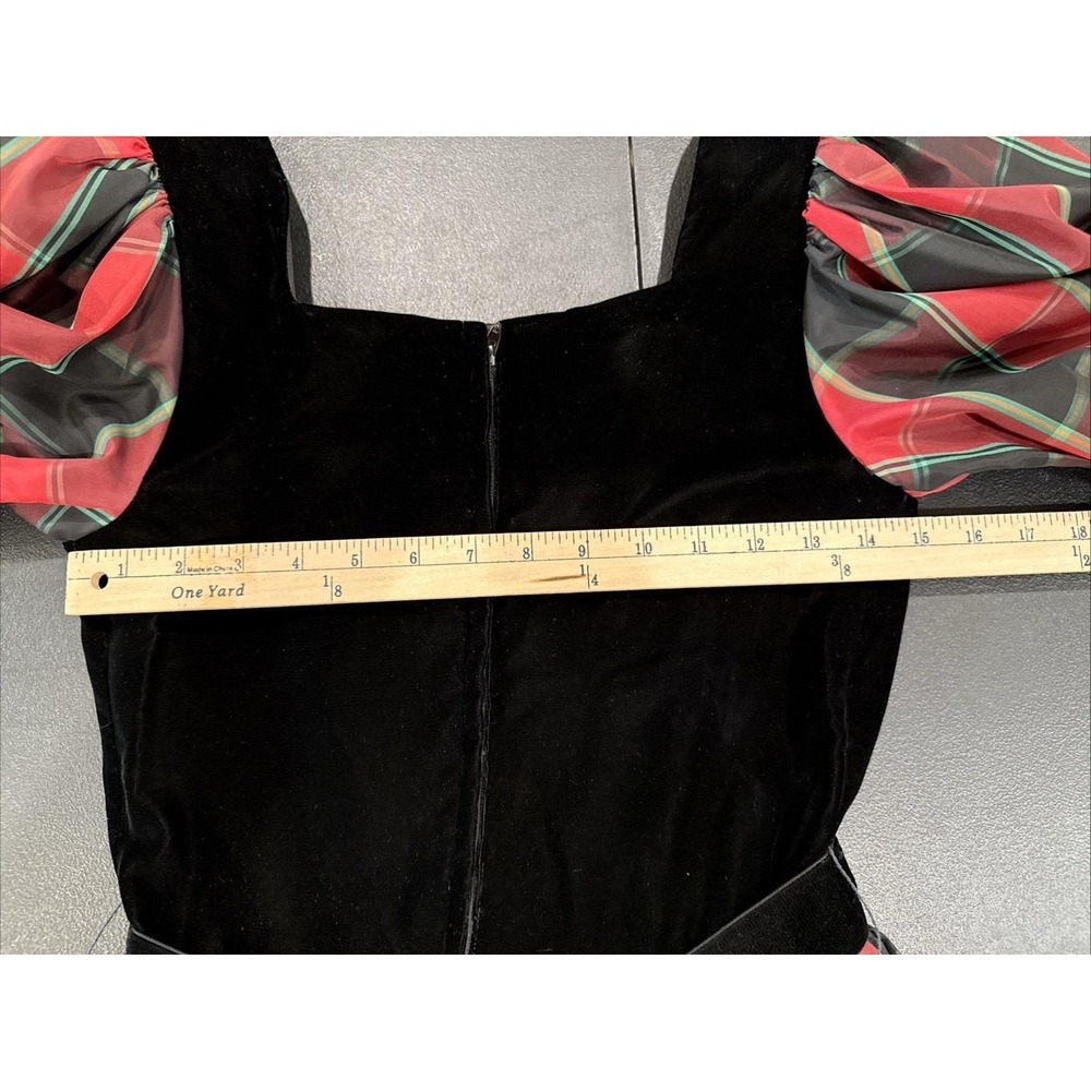Vtg Holiday Dress Plaid Velvet Taffeta Union Made Modest Formal SZ Small Flaws - Picture 11 of 15